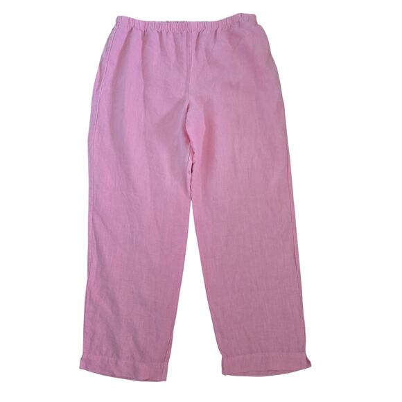 Hot Cotton Pink Ankle Pants 100% linen - Picture 2 of 7